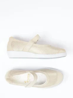 Christian Dietz – Mary Jane Sneaker aus Stretch und Veloursleder beige