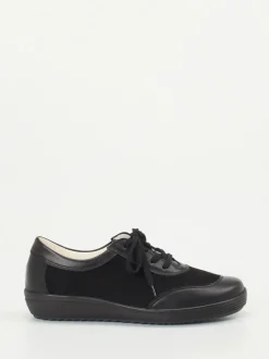 Christian Dietz – Schnürschuh aus Stretch und Veloursleder Schwarz