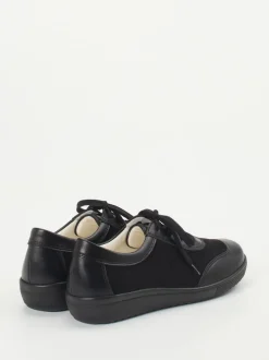 Christian Dietz – Schnürschuh aus Stretch und Veloursleder Schwarz