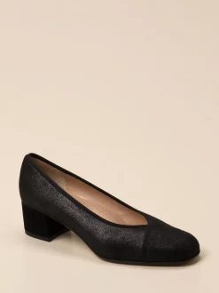 Cinzia Valle – Blockabsatz-Pumps aus Veloursleder schwarz