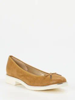 Cinzia Valle – Komfort-Ballerinas aus Veloursleder Cognac
