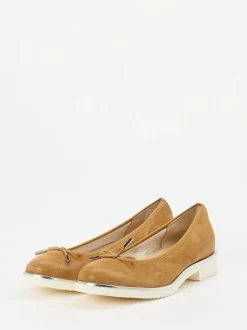 Cinzia Valle – Komfort-Ballerinas aus Veloursleder Cognac