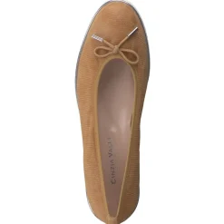 Cinzia Valle – Komfort-Ballerinas aus Veloursleder Cognac