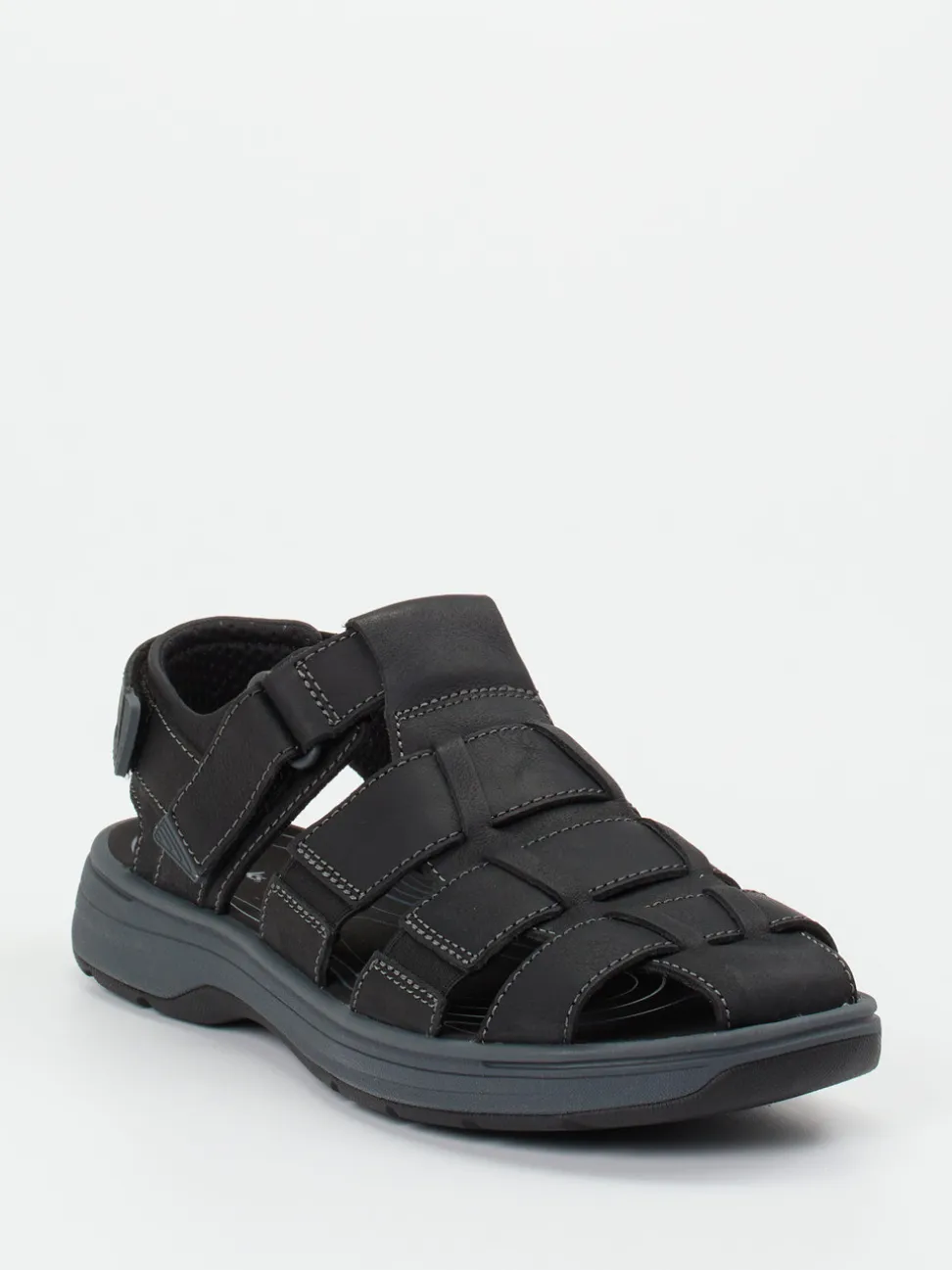 Clarks – Fischersandalen aus Fettleder Schwarz