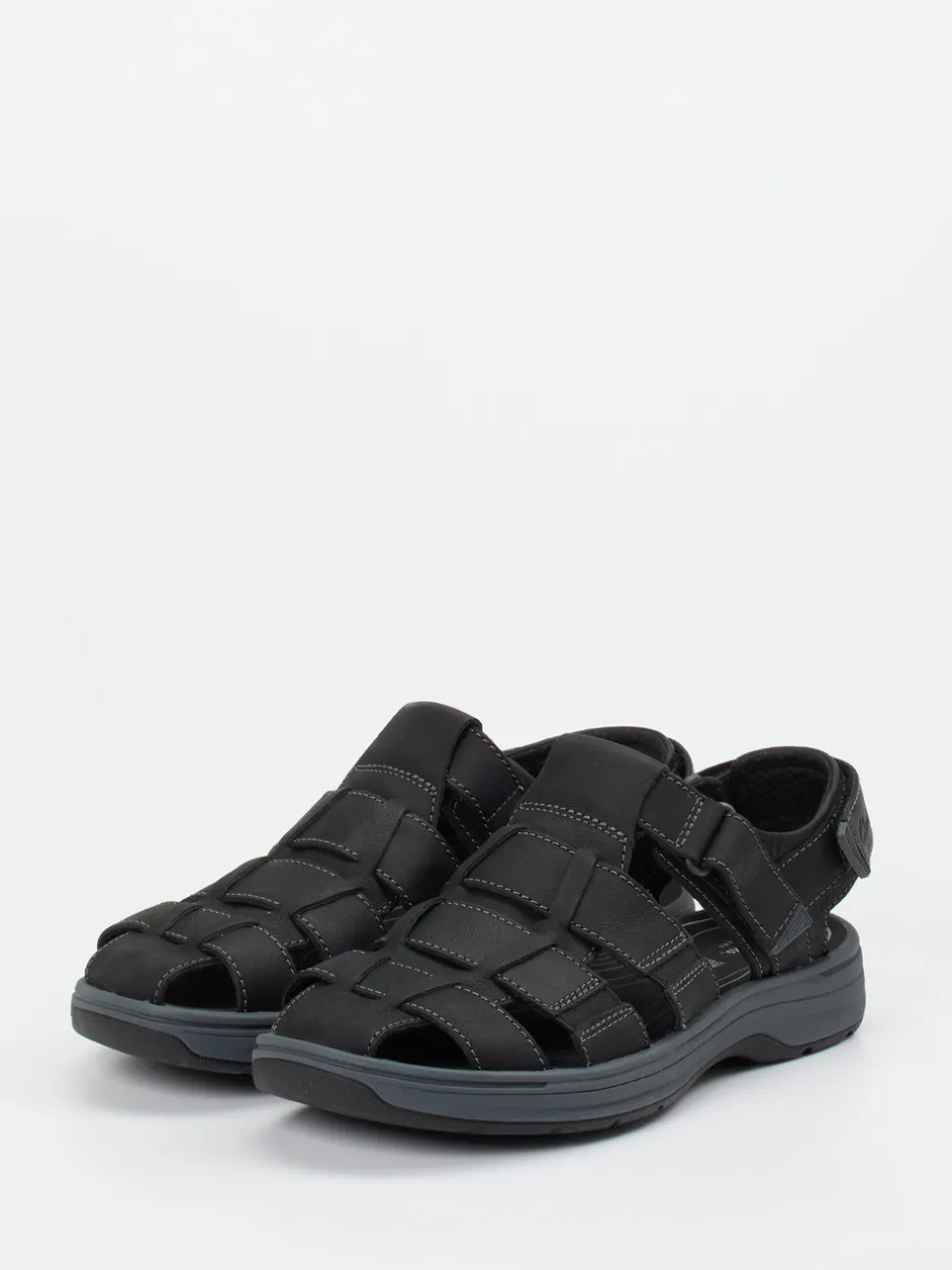 Clarks – Fischersandalen aus Fettleder Schwarz