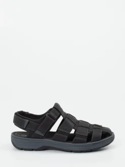 Clarks – Fischersandalen aus Fettleder Schwarz