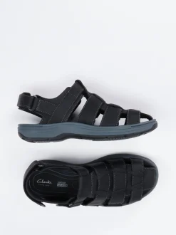 Clarks – Fischersandalen aus Fettleder Schwarz