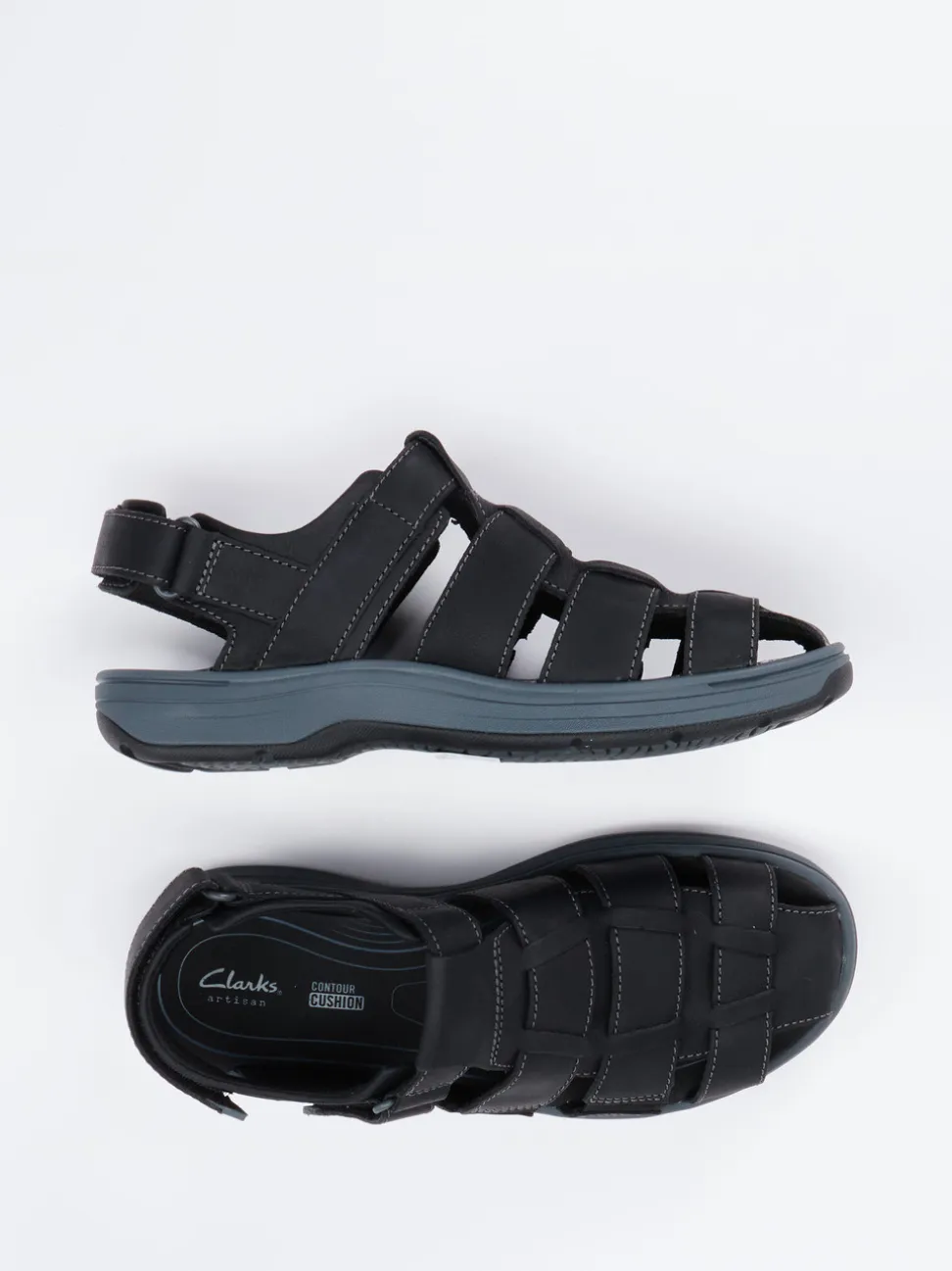 Clarks – Fischersandalen aus Fettleder Schwarz