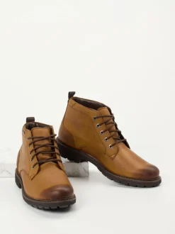 Clarks – Schnürboots aus Glattleder cognacbraun
