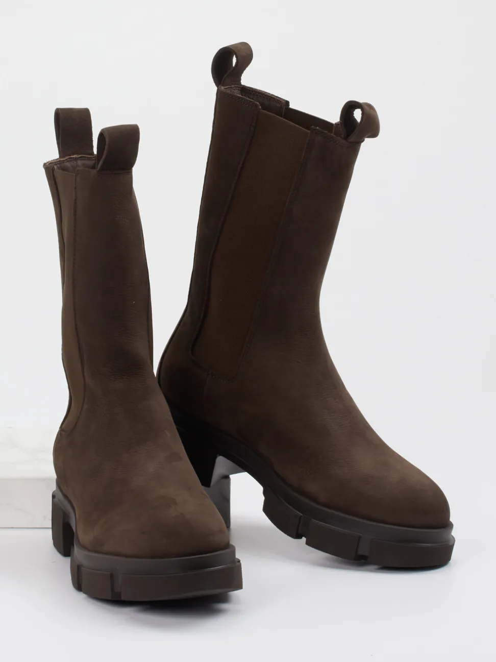 Copenhagen – Chelsea Boots aus Velours-Kalbleder Dunkelbraun