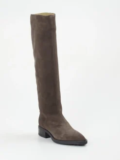 Copenhagen – Kniehohe Stiefel aus Veloursleder Dunkelbraun