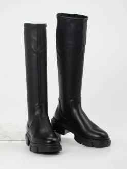 Copenhagen – Langschaftstiefel aus Stretch und Glattleder Schwarz