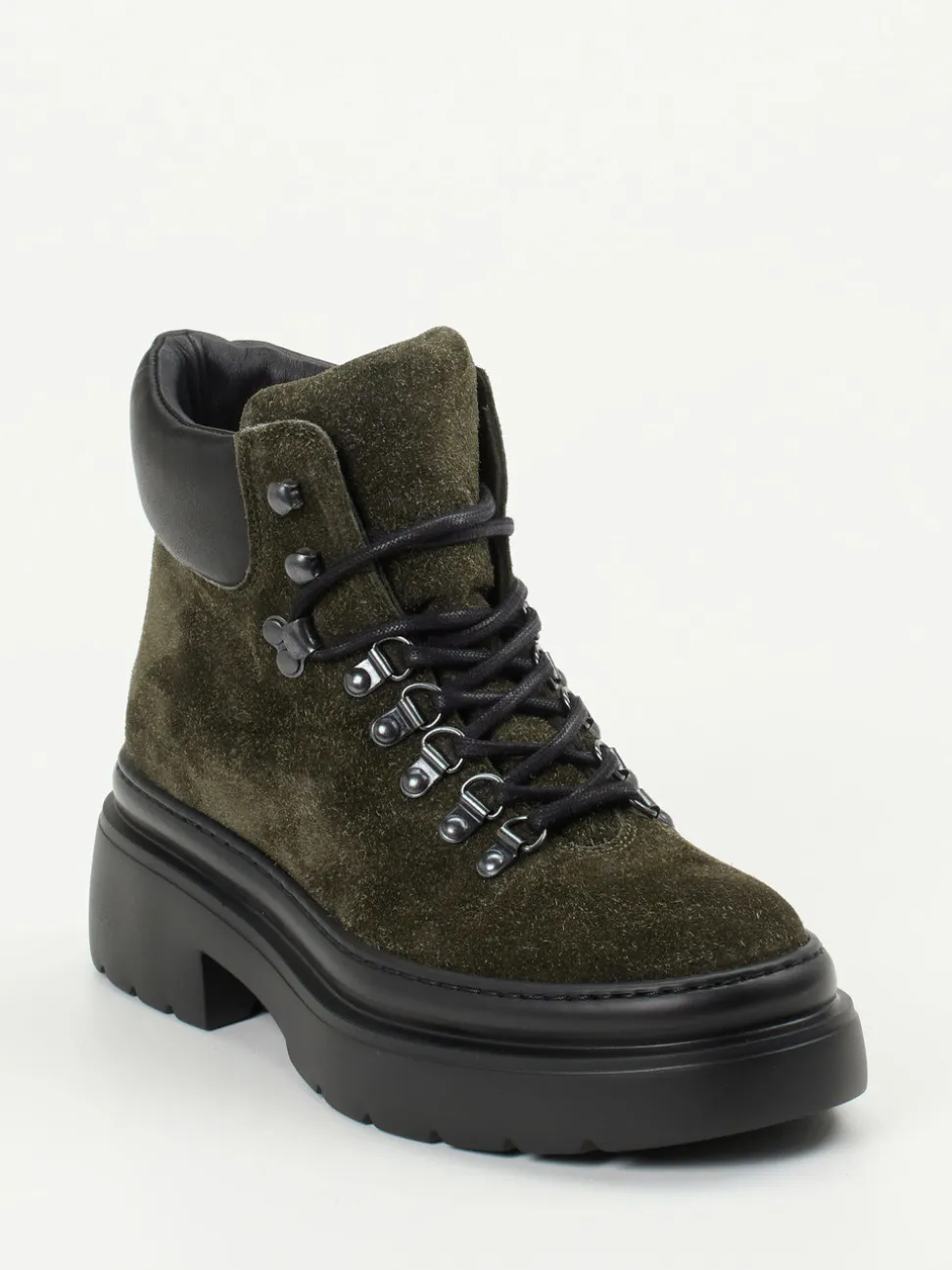 Copenhagen – Schnürboots aus Veloursleder Olivgrün