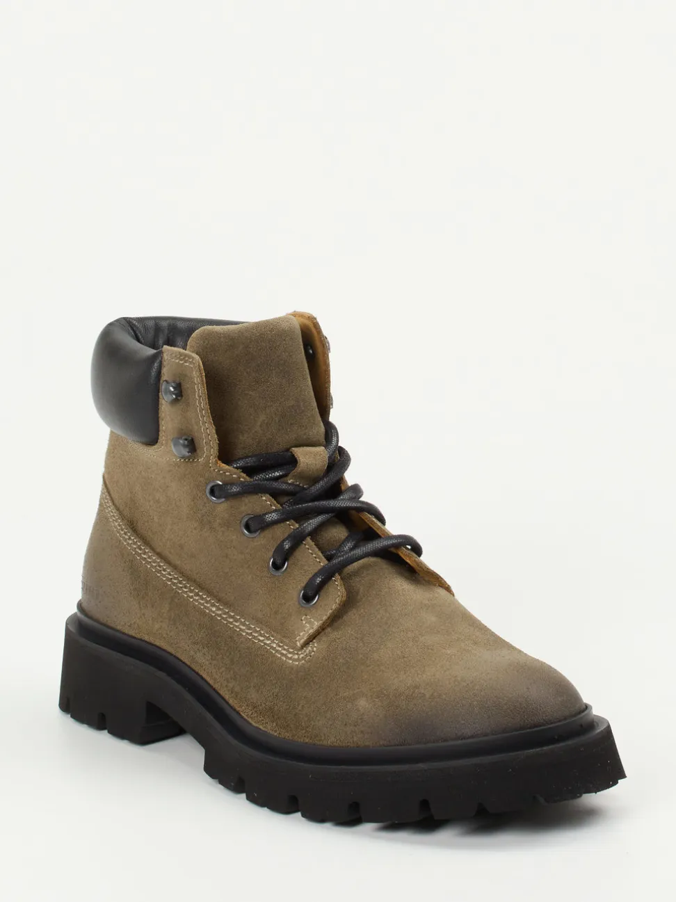 Copenhagen – Schnürboots aus Veloursleder olivgrün