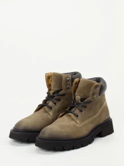 Copenhagen – Schnürboots aus Veloursleder olivgrün