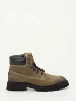 Copenhagen – Schnürboots aus Veloursleder olivgrün