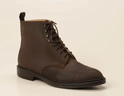 Crockett & Jones – Captoe-Stiefelette aus Veloursleder braun