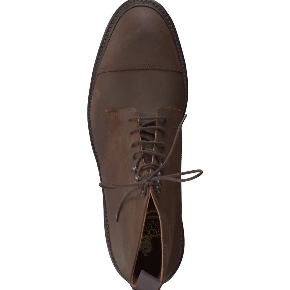 Crockett & Jones – Captoe-Stiefelette aus Veloursleder braun