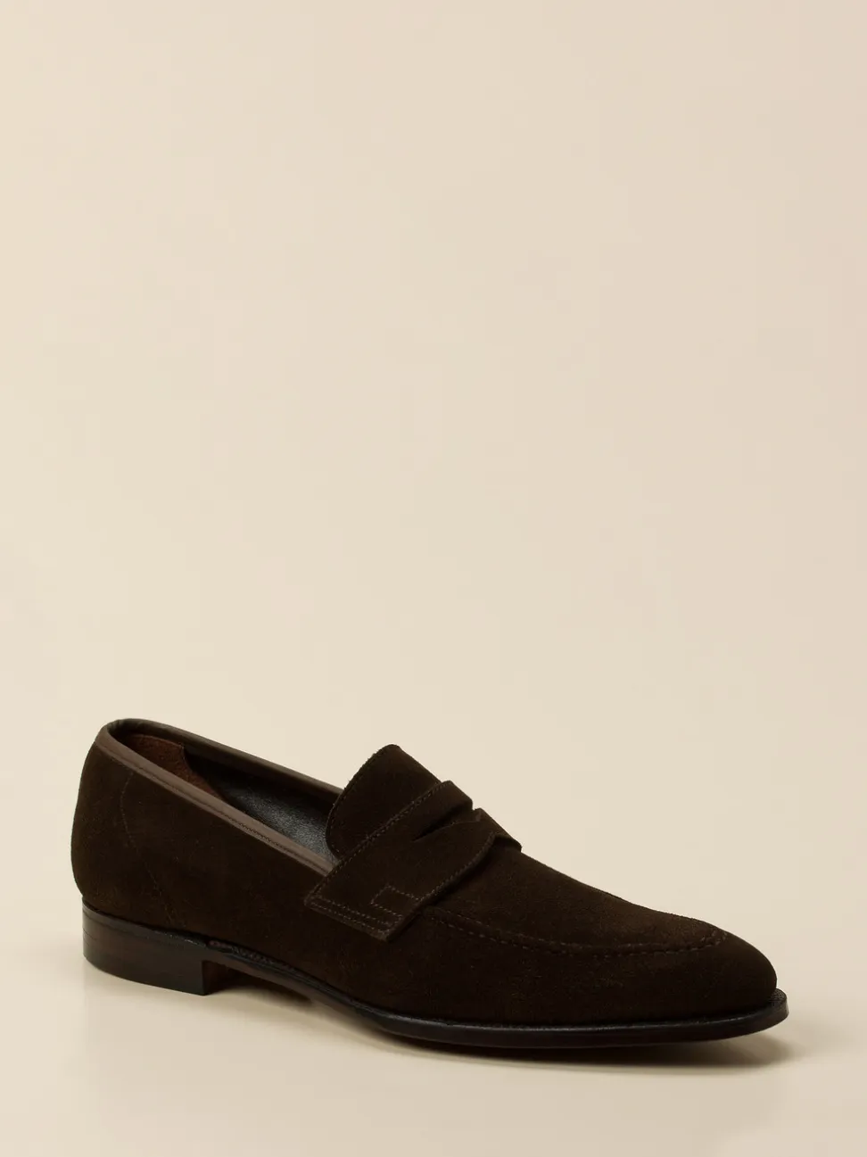 Crockett & Jones – Penny Loafer aus Veloursleder Dunkelbraun