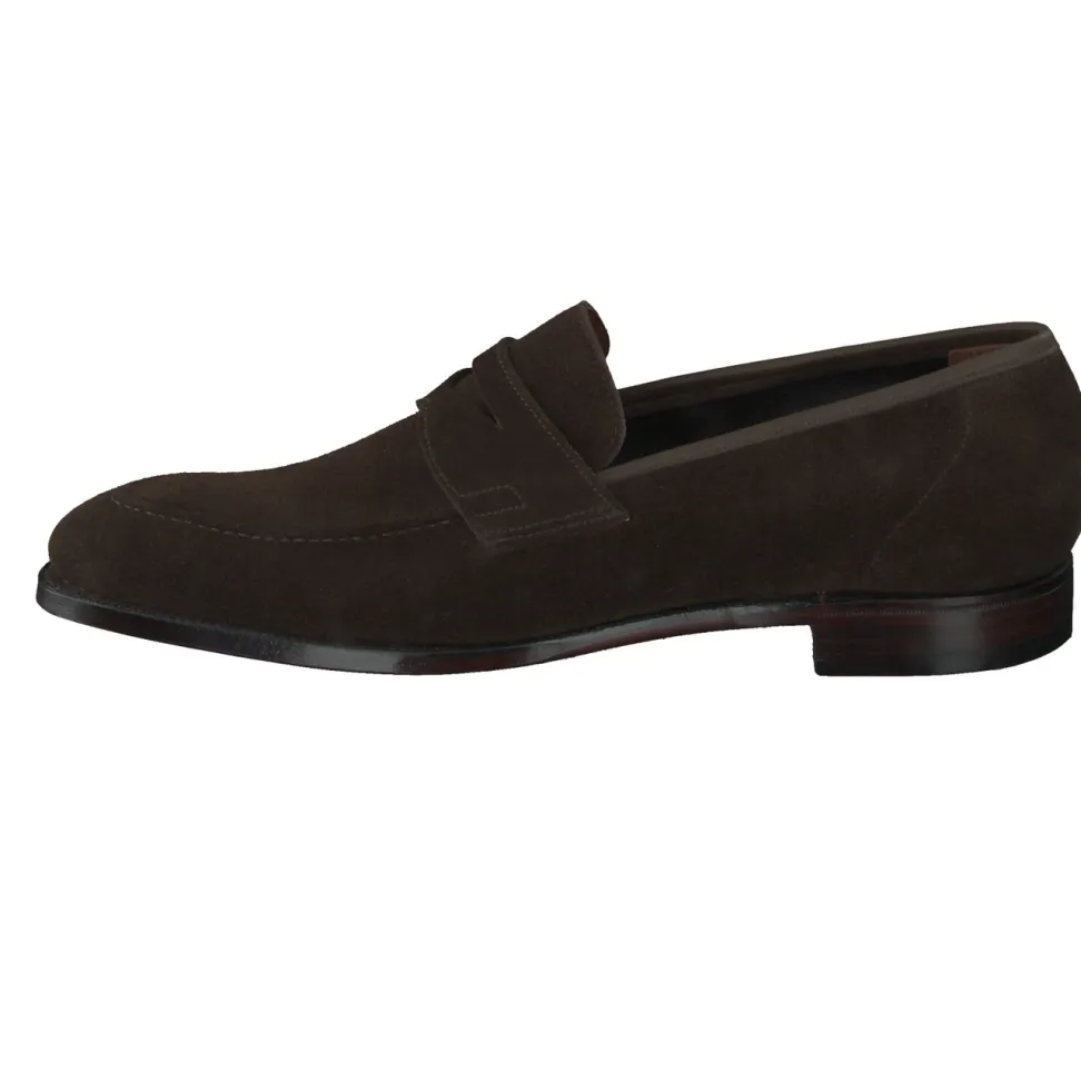 Crockett & Jones – Penny Loafer aus Veloursleder Dunkelbraun