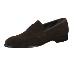 Crockett & Jones – Penny Loafer aus Veloursleder Dunkelbraun