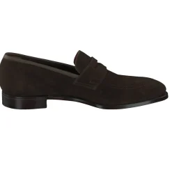 Crockett & Jones – Penny Loafer aus Veloursleder Dunkelbraun