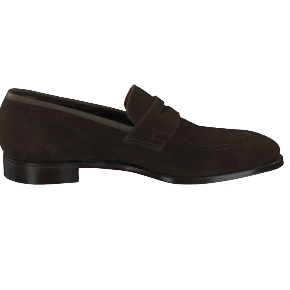 Crockett & Jones – Penny Loafer aus Veloursleder Dunkelbraun