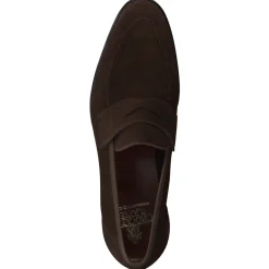 Crockett & Jones – Penny Loafer aus Veloursleder Dunkelbraun
