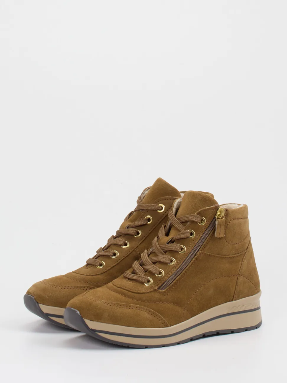 Cypres Soft – Keilstiefelette aus Veloursleder cognac