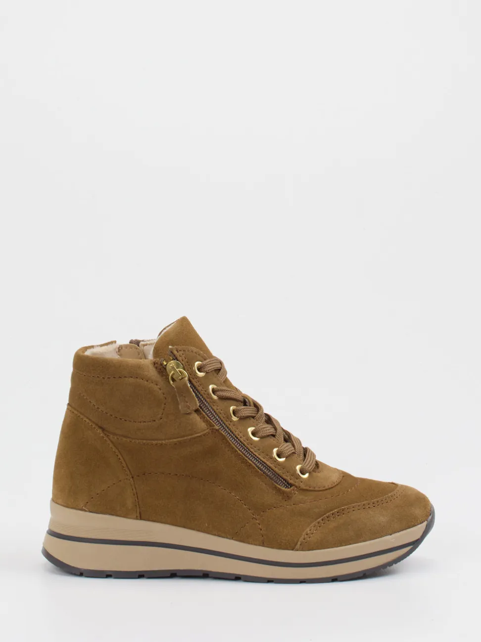 Cypres Soft – Keilstiefelette aus Veloursleder cognac