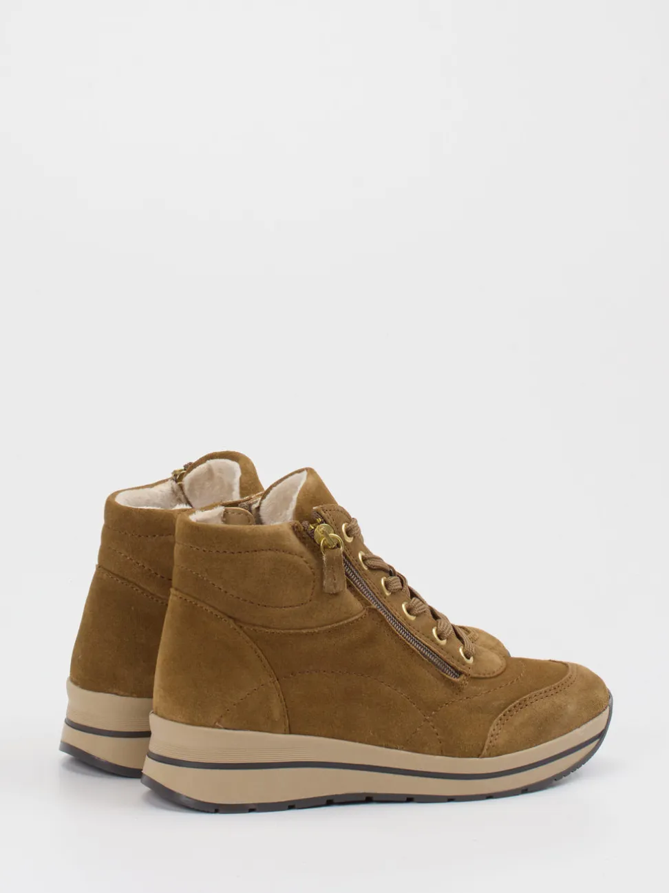 Cypres Soft – Keilstiefelette aus Veloursleder cognac