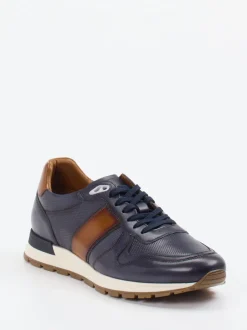 Daniel Kenneth – Sneaker aus Leder Dunkelblau Cognac