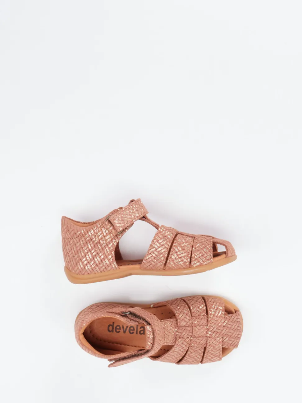 Develab – Kindersandalen aus geprägtem Leder roségold