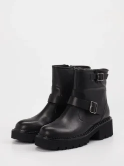 Di Lauro – Biker-Stiefelette aus Leder schwarz