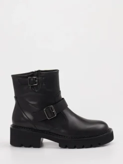 Di Lauro – Biker-Stiefelette aus Leder schwarz