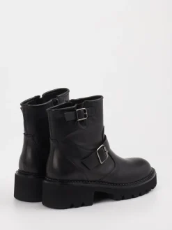 Di Lauro – Biker-Stiefelette aus Leder schwarz