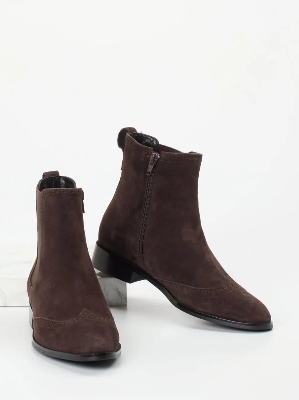Di Lauro – Chelsea Boots aus Veloursleder Dunkelbraun