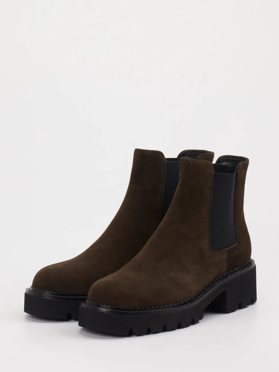 Di Lauro – Chelsea Boots aus Veloursleder Dunkelbraun