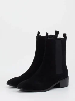 Di Lauro – Chelsea Boots aus Veloursleder schwarz