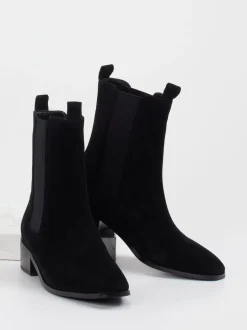 Di Lauro – Chelsea Boots aus Veloursleder schwarz