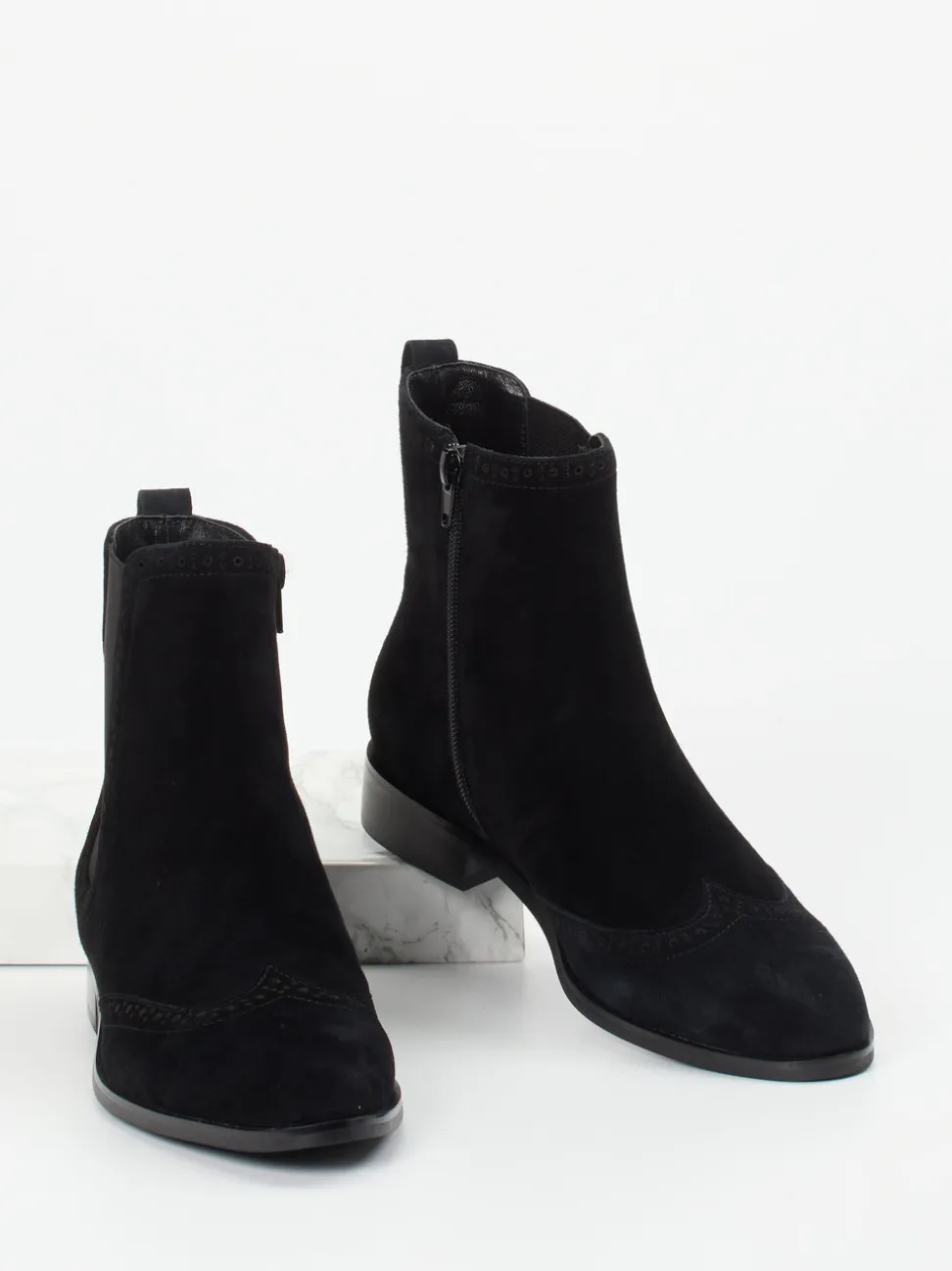 Di Lauro – Chelsea Boots aus Veloursleder Schwarz