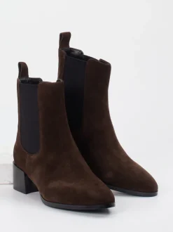 Di Lauro – Chelsea Boots aus Veloursleder dunkelbraun