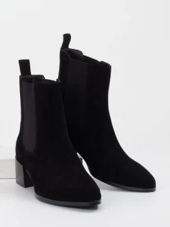 Di Lauro – Chelsea Boots aus Veloursleder schwarz