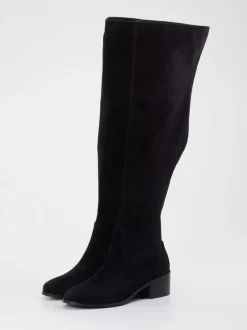 Di Lauro – Overknee-Stiefel aus Veloursleder schwarz