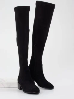 Di Lauro – Overknee-Stiefel aus Veloursleder schwarz