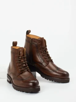 Digel – Brogue-Boots aus Kalbleder dunkelbraun