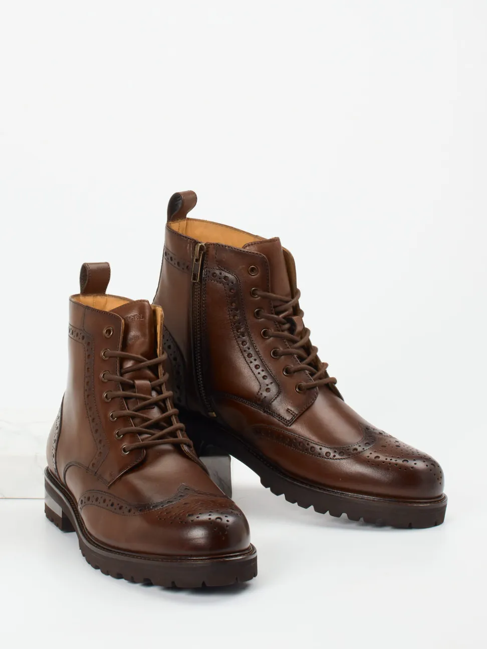 Digel – Brogue-Boots aus Kalbleder dunkelbraun