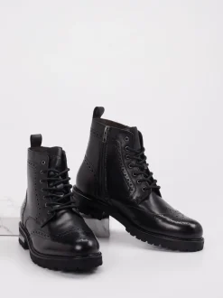 Digel – Schnürboots aus Leder in Schwarz