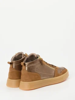 DL Sport – High-Top Sneaker aus Metallicleder bronzebraun