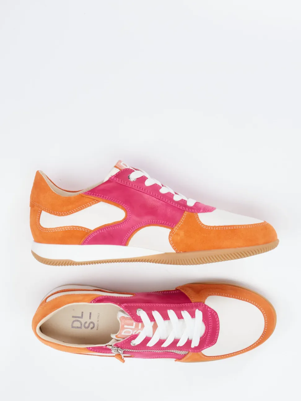 DL Sport – Sneaker aus Kalbleder und Veloursleder pink